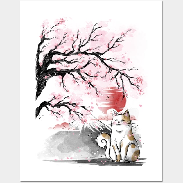 Sakura cat Wall Art by Daisyart_lab